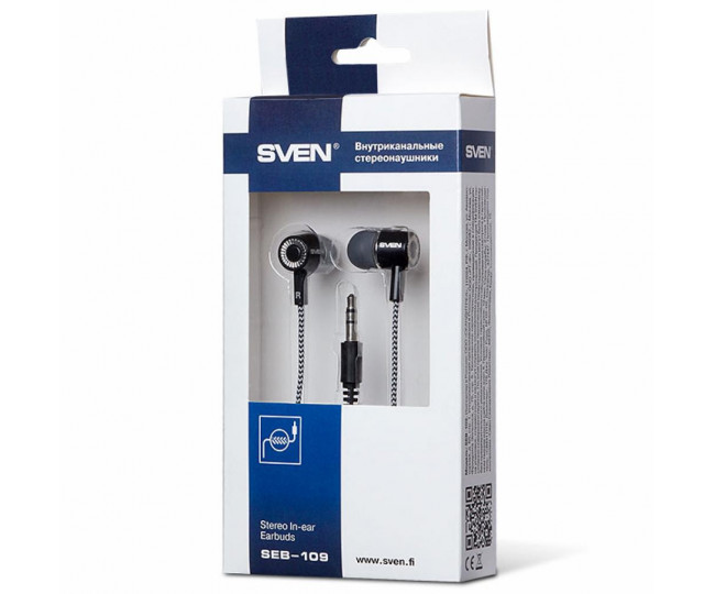 Навушники Sven SEB-109 Black / Silver, Mini jack (3.5 мм), вакуумні, кабель 1.2 м