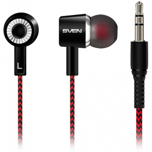 Навушники Sven SEB-108 Black / Red, Mini jack (3.5 мм), вакуумні, кабель 1.2 м