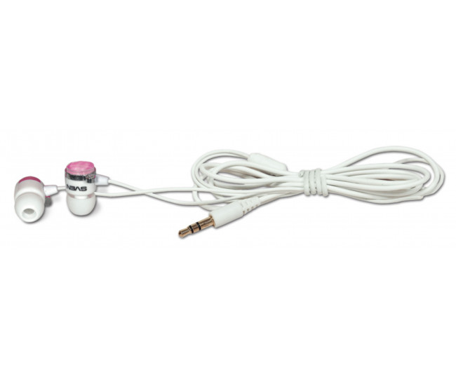 Наушники Sven SEB-160 (GD-1600) White/Pink, Mini jack (3.5 мм), вакуумные, кабель 1.2 м