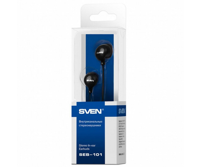 Навушники Sven SEB-101 Black, Mini jack (3.5 мм), вакуумні, кабель 1.2 м