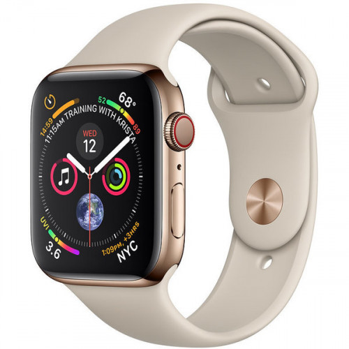 Apple Watch Series 4 (GPS Cellular) 44mm Gold Stainless Steel with Stone Sport Band (MTV72/MTX42)