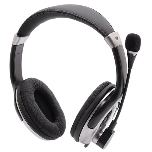 Навушники Gemix HP-909MV Чорно-срібні, мікрофон, регулятор гучності. Діаметр динаміка: 40 мм. з