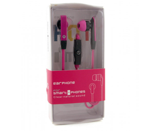 Навушники M3 Pink, Mini jack (3.5 мм), вакуумні, мікрофон на дроті