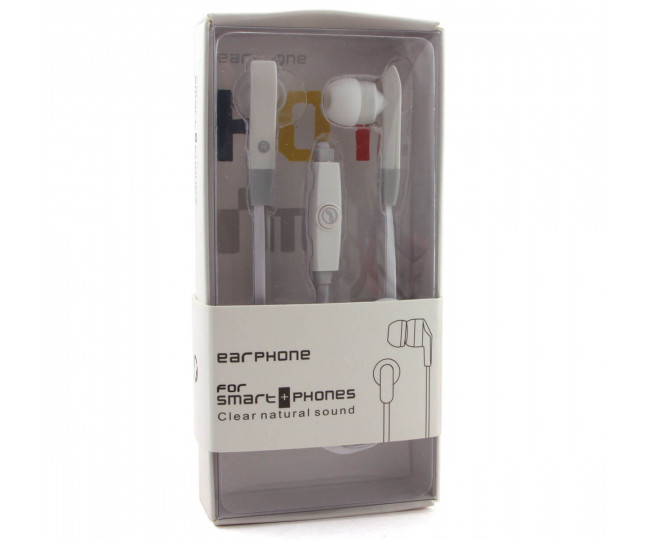 Навушники M3 White, Mini jack (3.5 мм), вакуумні, мікрофон на дроті