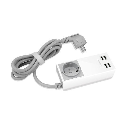 Сетевое зарядное устройство Macally Home Chargers с четырмя USB портами 12W (UNISTRIP)