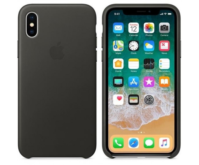 Чохол Apple Leather Case для iPhone X Charcoal Grey (MQTF2)
