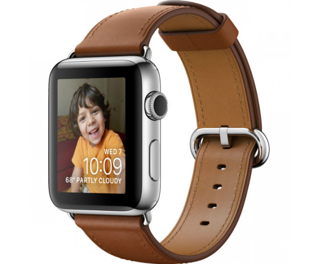 Apple Watch Series 2 42mm Stainless Steel Case with Saddle Brown Classic Buckle Band (MNPV2)