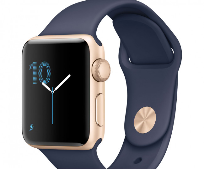 Apple Watch Series 2 42mm Gold Aluminum Case with Midnight Blue Sport Band (MQ152)