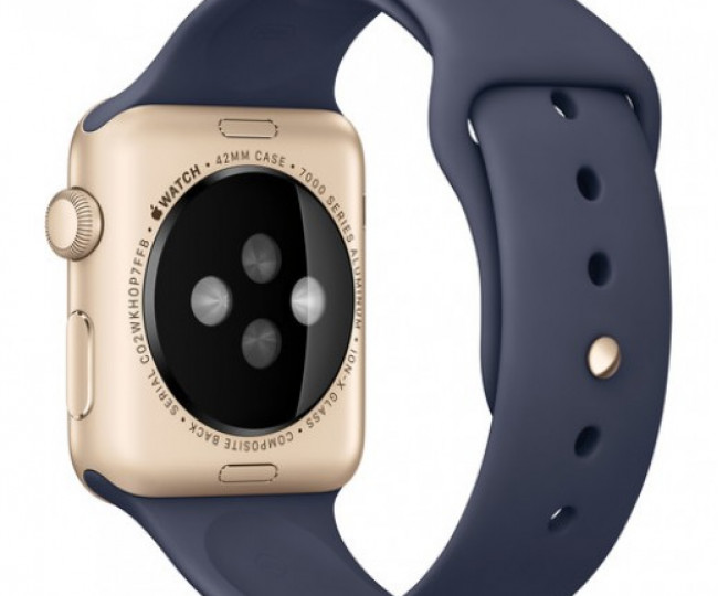 Apple Watch Series 2 42mm Gold Aluminum Case with Midnight Blue Sport Band MQ152