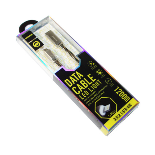 Кабель USB microUSB, Joyroom Led Light, Black / Gold, 1 м (S-M332)