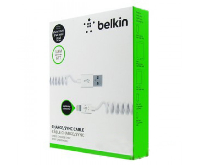 Кабель-пружинка Belkin Sync Cable для iPhone 5 5s 66 Plus 6s6s Plus 77Plus