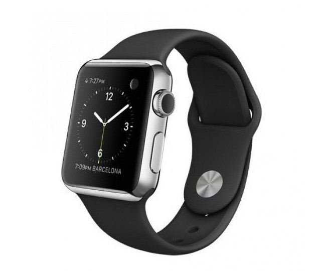 Apple Watch 38mm Stainless Steel Case with Black Sport Band (MJ2Y2)