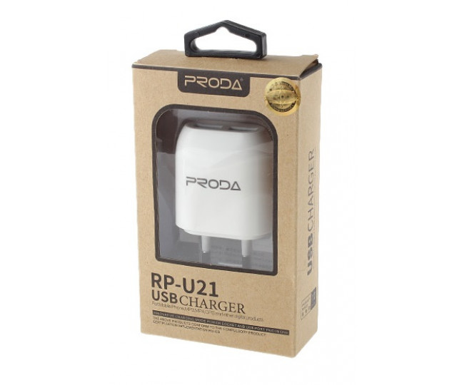 Зарядний пристрій Proda RP-U21 2.1A на два USB входу