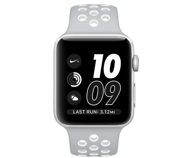 Apple Watch Nike + 38mm Silver Aluminum Case with Silver / White Nike Sport Band (MNNQ2)