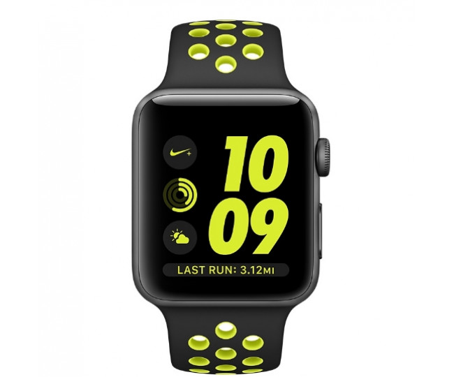 Apple Watch Nike 42mm Space Gray Aluminum Case with Black/Volt Nike Sport Band (MP0A2)