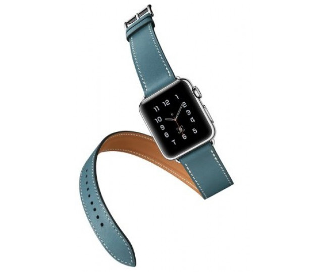 Ремешок Apple Watch 38mm Hermes Single Tour Leather Band Bleu Agate Epsom