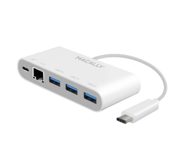 Мульти портовий 3 в 1 Ethernet адаптер Macally для 3.1 USB-C (UC3HUB3GBC)
