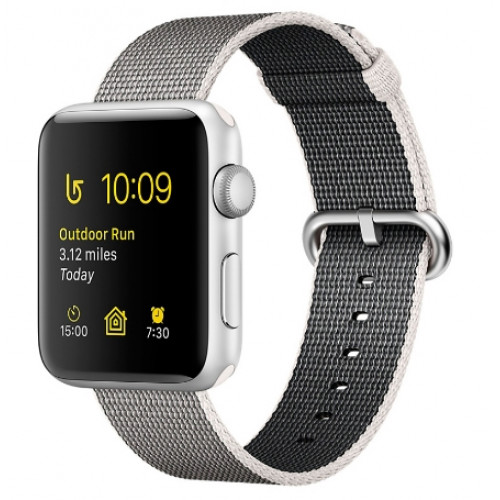 Apple Watch Series 2 38mm Silver Aluminum Case with Pearl Woven Nylon Band (MNNX2)