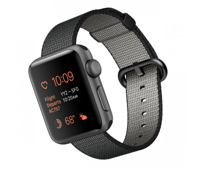 Apple Watch Series 2 38mm Space Gray Aluminum Case with Black Woven Nylon Sport Band (MP052)