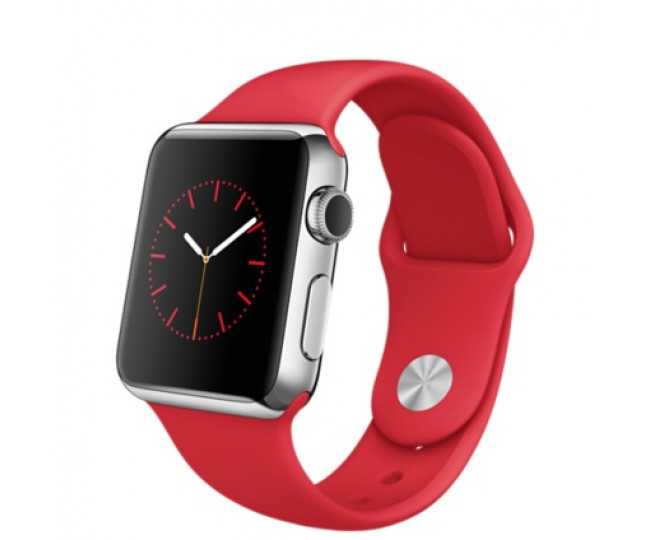 Apple Watch 38mm Stainless Steel Case with Product RED Sport Band (MLLD2)