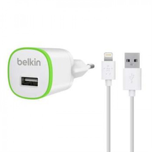 Зарядное устройство Belkin USB Micro Charger (220V + LIGHTNING сable, USB 1Amp), Белое F8J025vf04-WHT