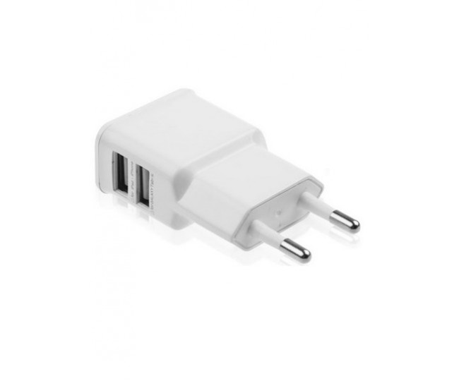Універсальний зарядний пристрій адаптер на 2 USB порту 2A, колір білий для iPhone 4 / 4s / 5 / 5s