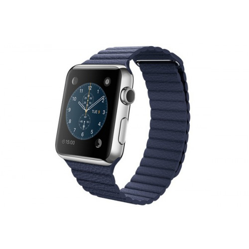 Apple Watch 42mm Stailnless Steel Case with Bright Blue Leather Loop (MJ452)