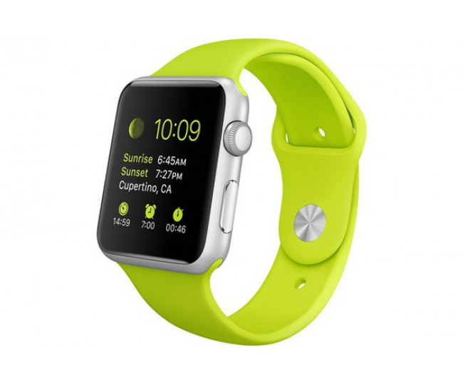 Apple Watch Sport 42mm Silver Aluminum Case with Green Sport Band (MJ3P2)