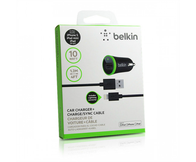 АЗУ Belkin 10 Watt/2.1A 1USB Lightning cable Black