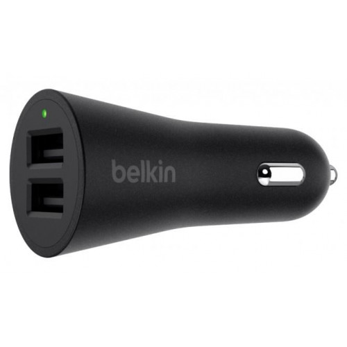 Автомобильное ЗУ Belkin USB DUAL METALLIC (USB 2.4Amp), 24W,BLACK