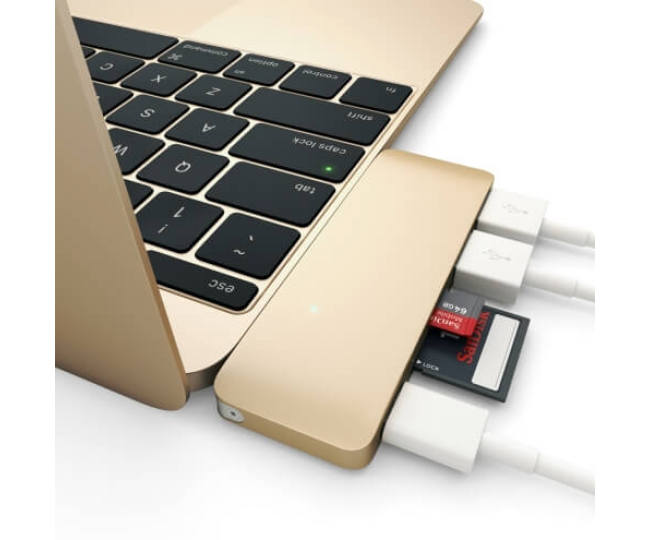 Картрідер концентратор Satechi Type-C USB 3.0 Pass-through Hub Gold (ST-TCUPG)