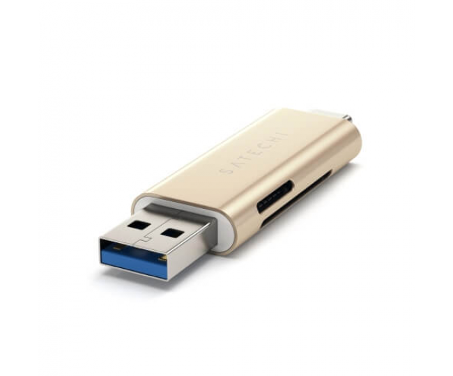 Картридер Satechi Aluminum Type-C, USB 3.0 and MicroSD Card Reader Gold (ST-TCCRAG)