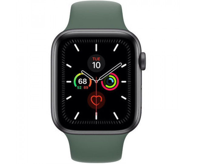 Apple Watch Series 5 (GPS) 44mm Space Gray Aluminum Case with  Green Sport Band (MWT52)