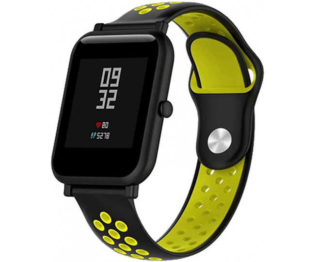 UWatch Silicone Double color strap for Amazfit Bip Black/Yellow