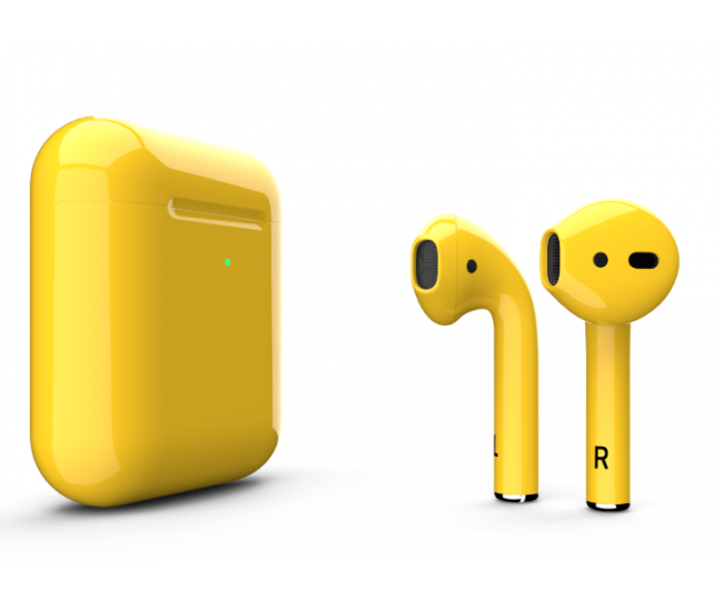 Навушники Apple AirPods 2 MRXJ2 з бездротовою зарядкою Yellow Gloss (Жовті глянцеві)