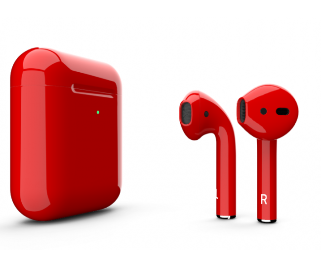 Наушники Apple AirPods 2 MRXJ2 с беспроводной зарядкой Red Gloss (Красные глянцевые)