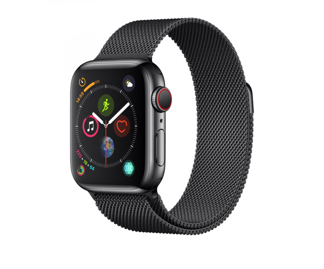 Apple Watch GPS + Cellular 40mm Space Black Stainless Steel Case with Space Black Milanese Loop (MTVM2)