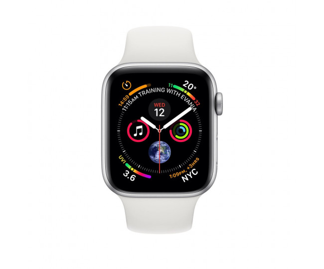 Apple Watch Series 4 GPS LTE (MTUL2 / MTVJ2) 40mm Stainless Steel Case with White Sport Band