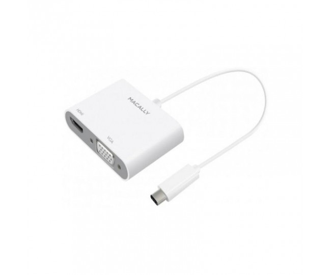Адаптер Macally Adapter USB-C to VGA and HDMI 4K White (UCVH4K)