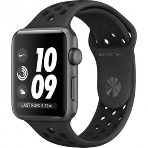 Apple Watch Series 3 Nike+ 42mm GPS + LTE Gray Aluminum Case w. Black Nike Sport B. (MTGW2)