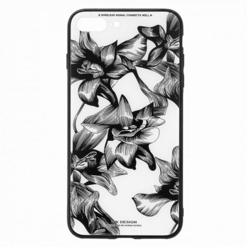 Чохол WK Design Glass LL03 для iPhone 6 / 6s Plus White-Black Flowers