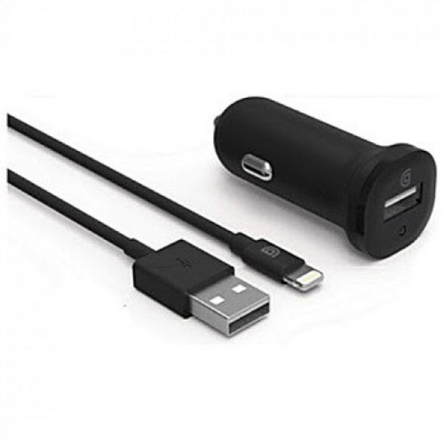 АЗП Griffin Single Port 2.4A Car Charger with Lightning Cable 1m Black (GP-013-BLK)