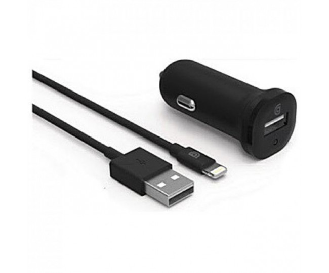АЗУ Griffin Single Port 2.4A Car Charger with Lightning Cable 1m Black (GP-013-BLK)