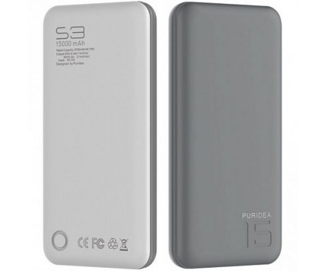 Зовнішній акумулятор PURIDEA S3 15000mAh Li-Pol Rubber Grey & White
