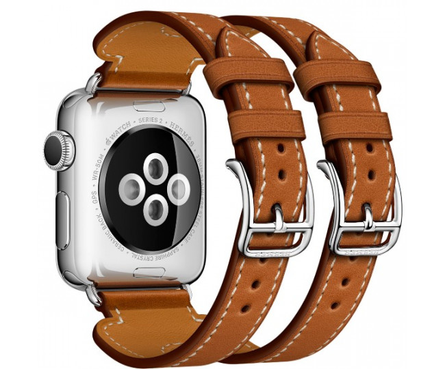 Ремінець Apple Watch 38mm Hermes Double Buckle Cuff Leather Band Fauve Barenia