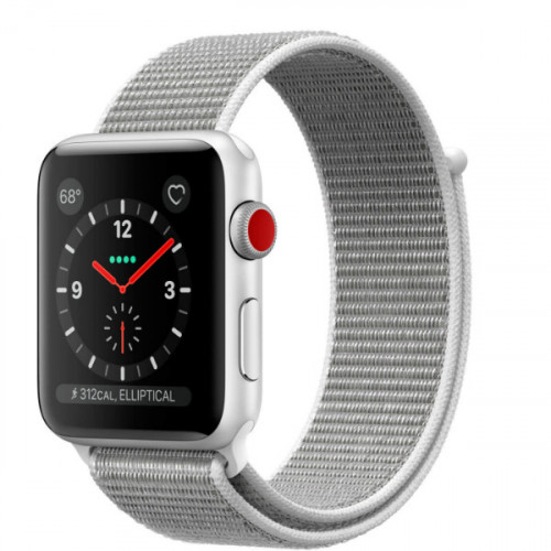 Apple Watch Series 3 GPS + LTE 38mm Silver Aluminum with SEASHELL Sport Loop (MQKJ2)