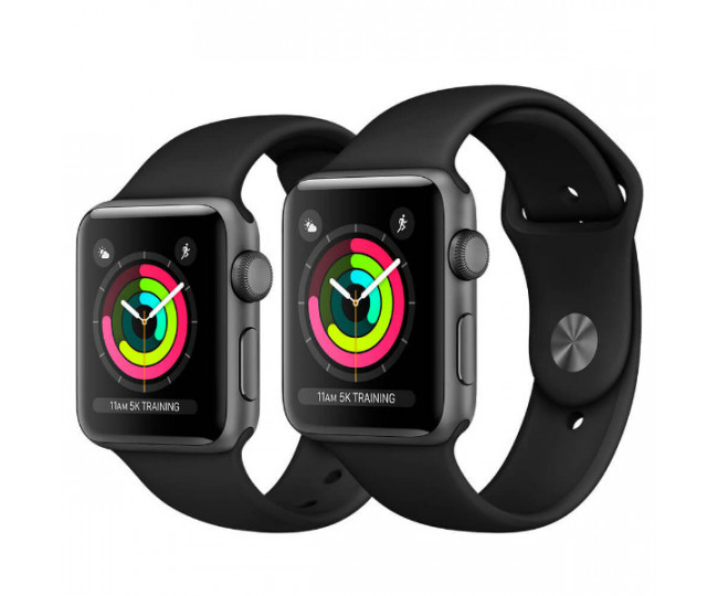 Apple Watch Series 3 38mm GPS Space Gray Aluminum Case with Black Sport Band (MQKV2)
