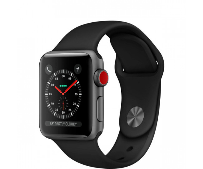 Apple Watch Series 3 GPS + LTE 38mm Space Gray Aluminum w. Black Sport B. (MQJP2)