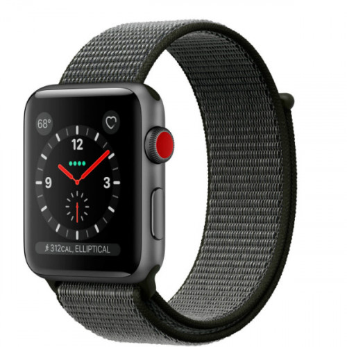 Apple Watch Series 3 GPS + LTE 42mm Gray Aluminum Case with Dark Olive Sport Loop (MQK62)