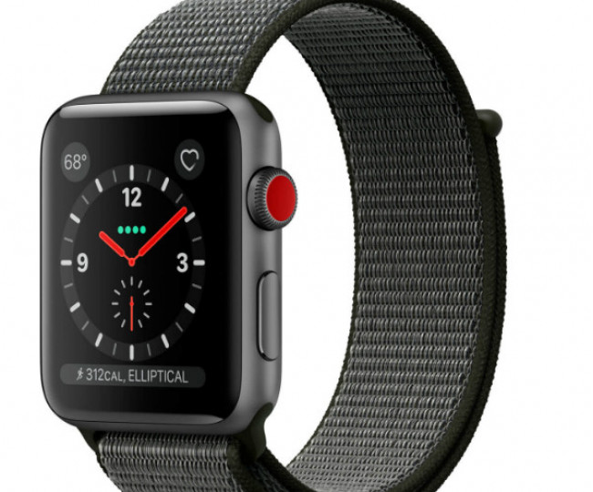 Apple Watch Series 3 GPS + LTE 42mm Gray Aluminum Case with Dark Olive Sport Loop (MQK62)